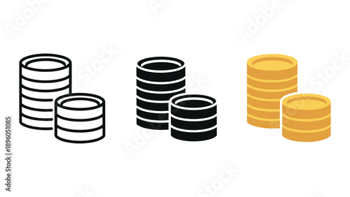 Stacks of coins in different colors