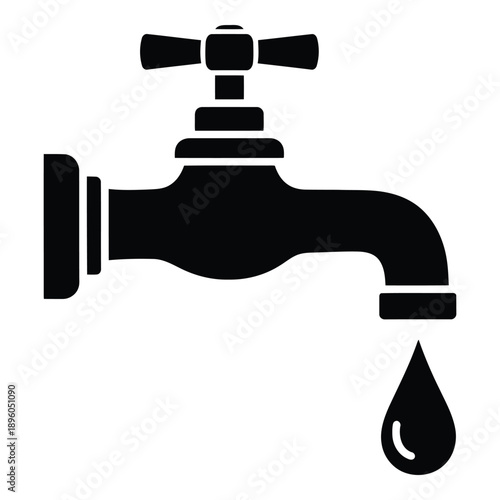 Black silhouette of a dripping faucet