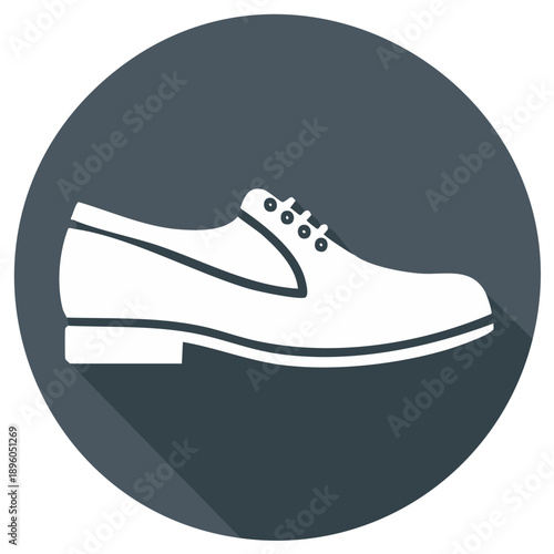 Mens classic dress shoe flat design vector icon with long shadow