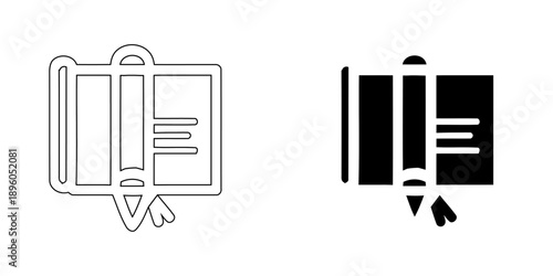 Creative Writing and Editing Icon - Open Book with Pencil, Storytelling, and Journaling Symbol