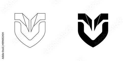Modern Abstract Shield Vector Icon - Geometric Security Logo and Automotive Branding Symbol