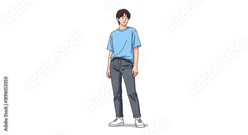 Young Person Standing Confidently in Casual Attire.