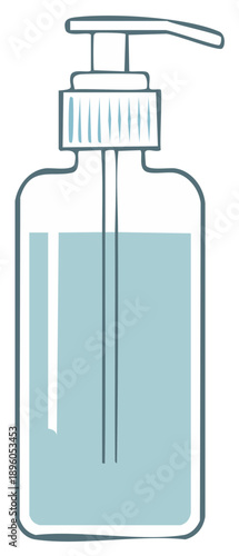 Minimalist soap dispenser bottle graphic for hand washing and sanitizing