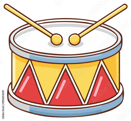 Cartoon musical drum with mallets children's toy percussion instrument