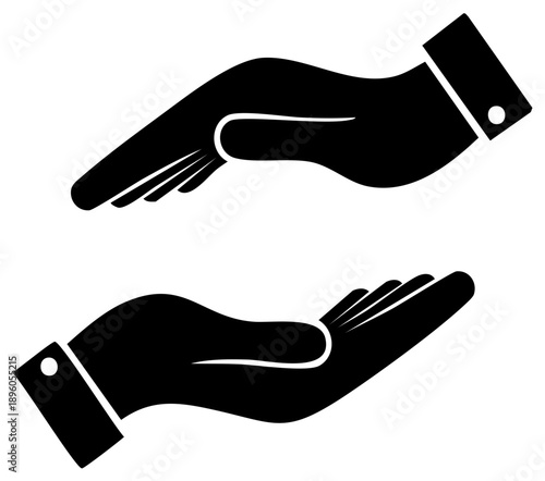 Black silhouette hands giving receiving supporting or protecting concept icon