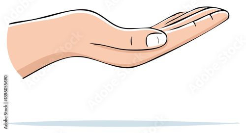 Open human hand cupped upwards invitingly showing palm and fingers