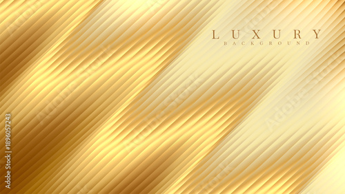 Gold ripple glass background with smooth gradient wave decoration. Elegant design concept for premium product display. Vector illustration.