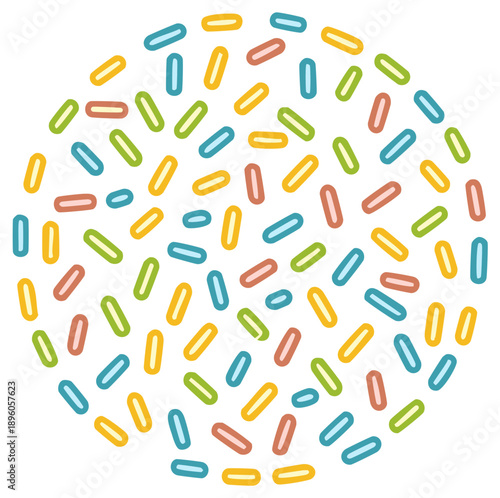 Colorful Sprinkles Circle Illustration Background. Celebration Graphic Decor Design