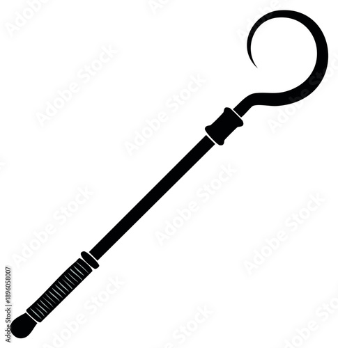 Black silhouette of a traditional shepherd's crook or ancient Egyptian pharaoh's royal scepter symbol