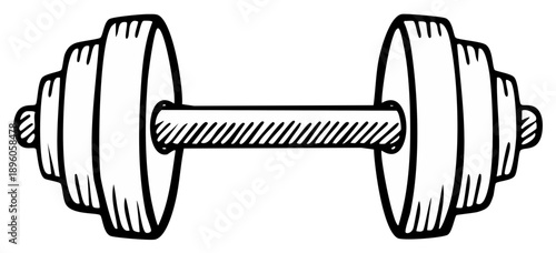 Dumbbell Illustration Black and White Icon Symbol of Fitness Training and Exercise