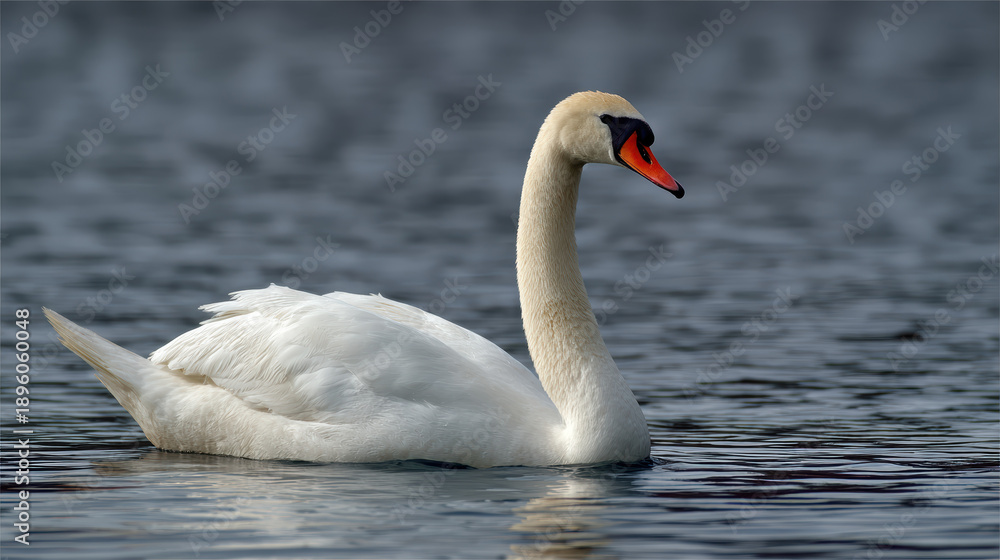 Fototapeta premium Graceful Swan Gliding on Calm Water