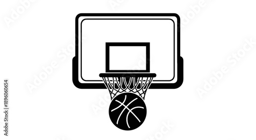 Basketball Hoop and Ball Icon – Sports Silhouette Symbol