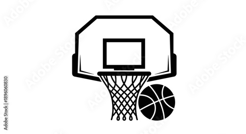 Basketball Hoop and Ball Icon – Sports Silhouette Symbol