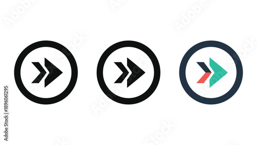 Set of three arrow icons in different styles