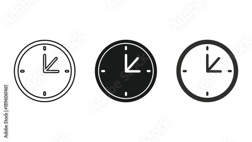 Clock icon set with different styles and designs