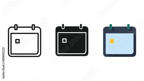 Calendar icons set for organizing and planning