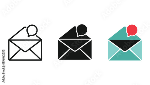 Set of envelope icons representing email communication