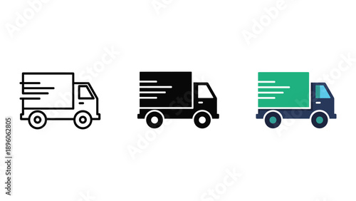Delivery truck icons set for logistics and transportation