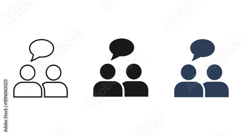 Group discussion icon set with different colors