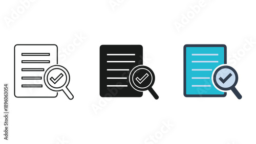 Verified document icons set