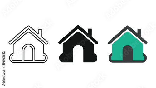 House icon set in various styles and colors