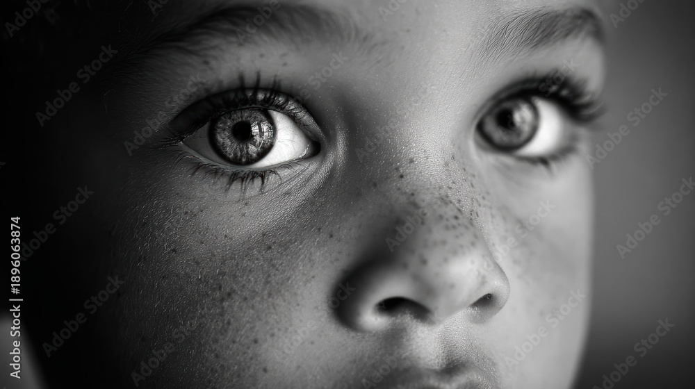 Fototapeta premium Portait of a person with intense gaze in monochrome
