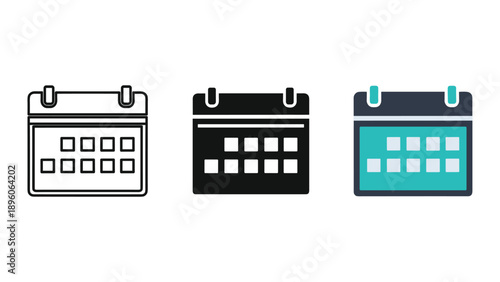 Calendar icons set for organizing schedules and events