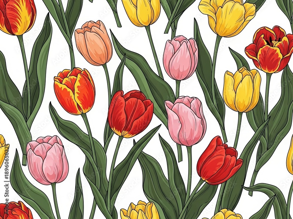 Obraz premium Vibrant tulip pattern