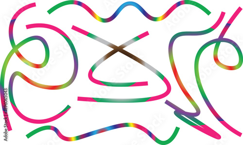 Set of Playful Rainbow Gradient Waves and Abstract Wavy Doodle Design Elements
