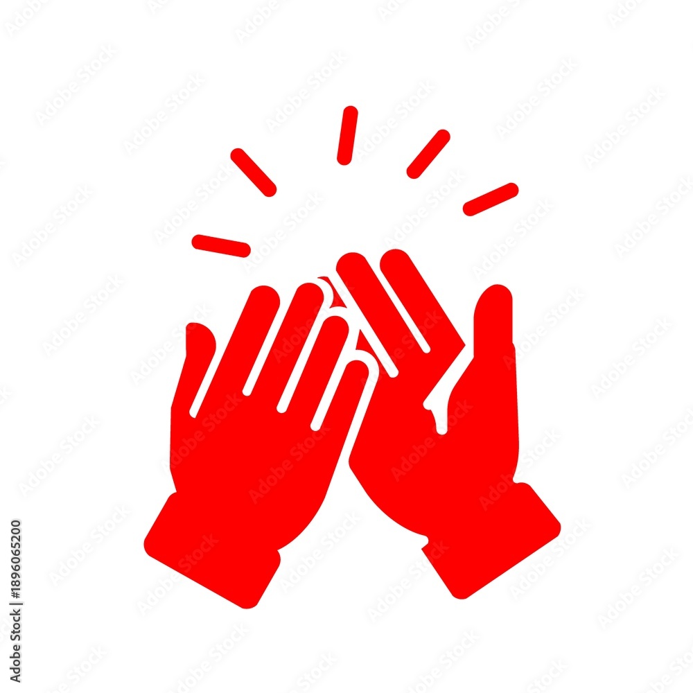 Fototapeta premium 成功や成果を称えるハイタッチのアイコン(赤)