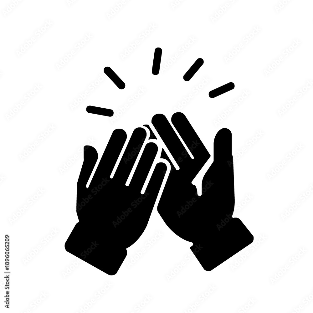 Obraz premium 成功や成果を称えるハイタッチのアイコン(黒)