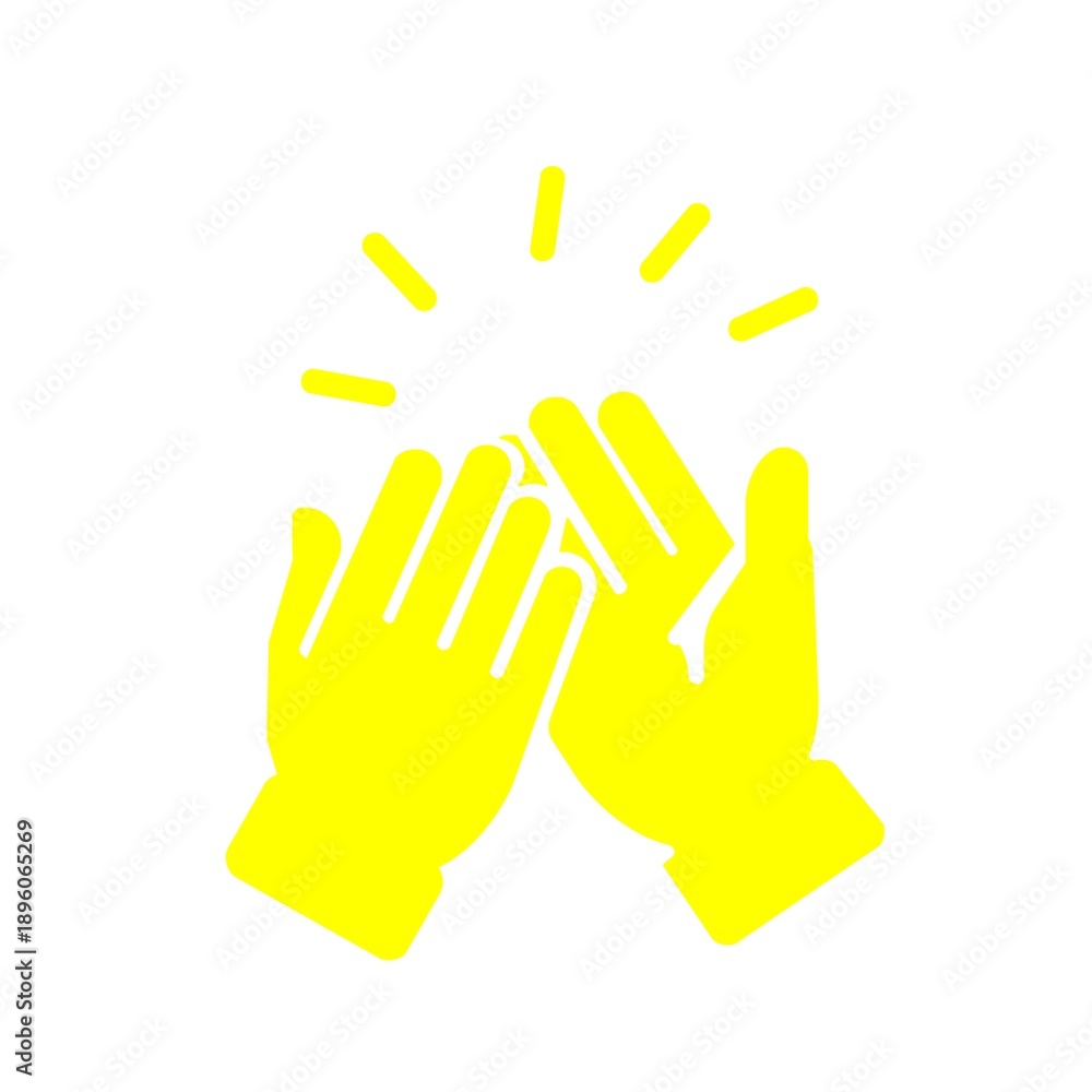 Obraz premium 成功や成果を称えるハイタッチのアイコン(黄色)