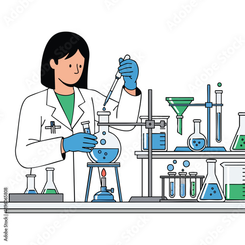 Female Scientist Conducting Laboratory Experiment