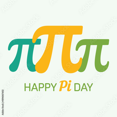Happy pi day celebration with colorful pi symbol mathematics logo