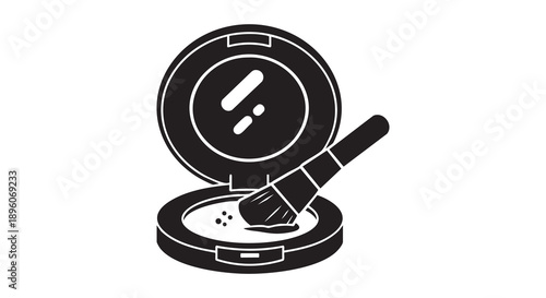 Cosmetic Face Powder and Makeup Brush Illustration, Beauty Industry Symbol