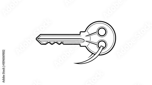 Vector Illustration of a Key with a Ring Attached to it