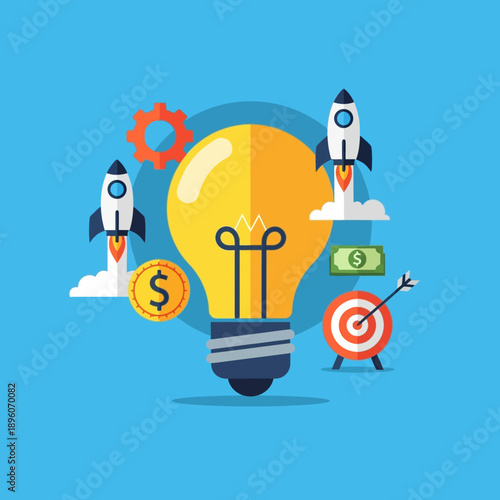 Light Bulb with Rocket Blastoff Idea.