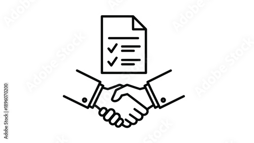 Vector Illustration of Handshake and Contract Agreement Symbolizing Partnership
