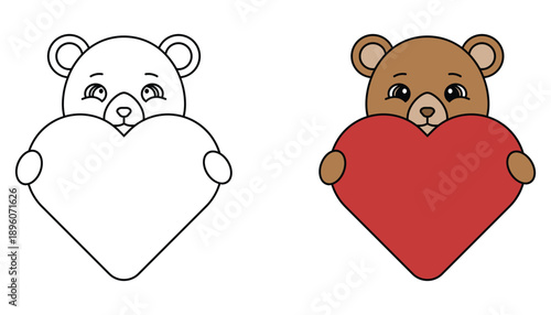 bear holding a red heart illustration for Valentine's Day