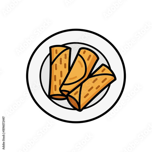 Spring Rolls on a White Plate.