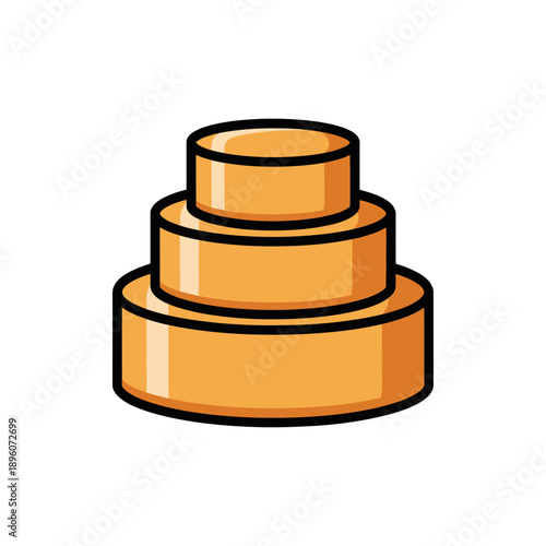 Three Tiered Orange Wedding Cake Illustration.
