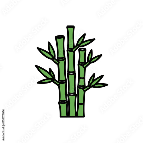 Bamboo Stems with Leaves Illustration.