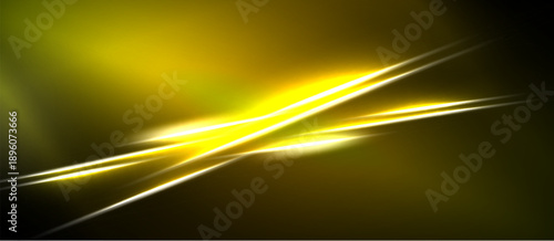 Abstract golden lines intersect dark background. Bright energy radiates, creating dynamic visual effect. Smooth gradients enhance luminosity.