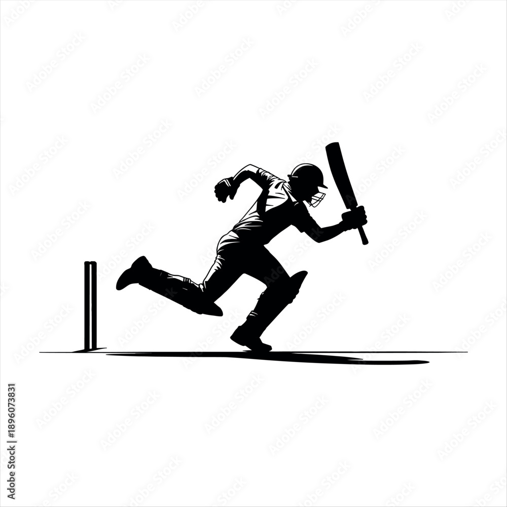 Fototapeta premium A dynamic illustration of a baseball player in action, swinging a bat. Vector