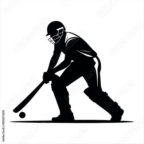 Baseball player preparing to swing at an incoming pitch during a game. Vector