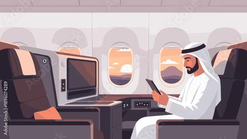 Business class journey: comfort and technology at altitude