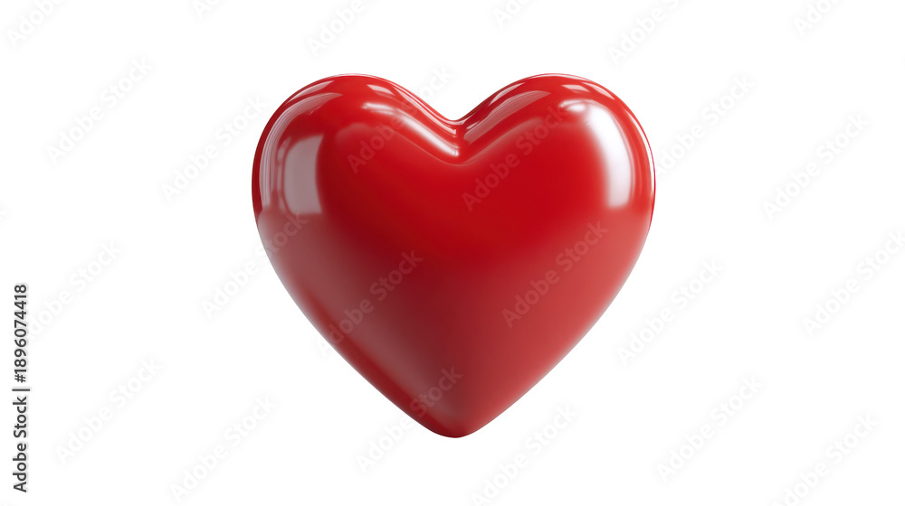 Fototapeta premium Red 3D Heart Icon Isolated on White Background for Health, Love, or Valentine's Day Designs