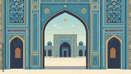 Intricate islamic architectural design with geometric patterns
