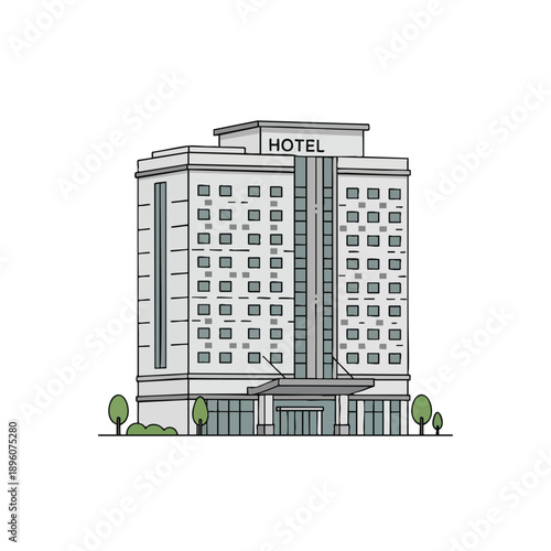 Modern Hotel Building Illustration