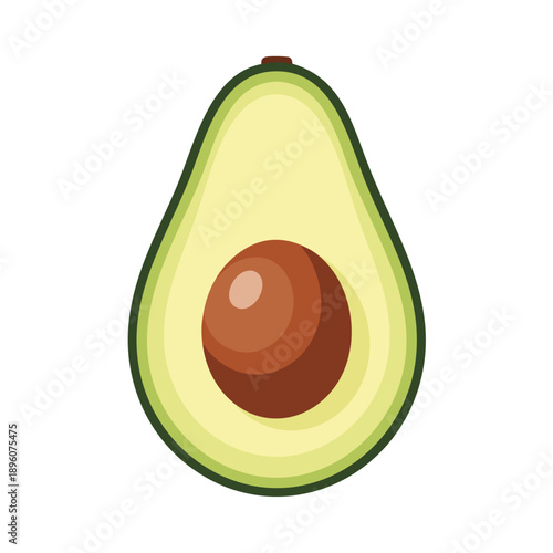 Avocado Half with Pit Illustration